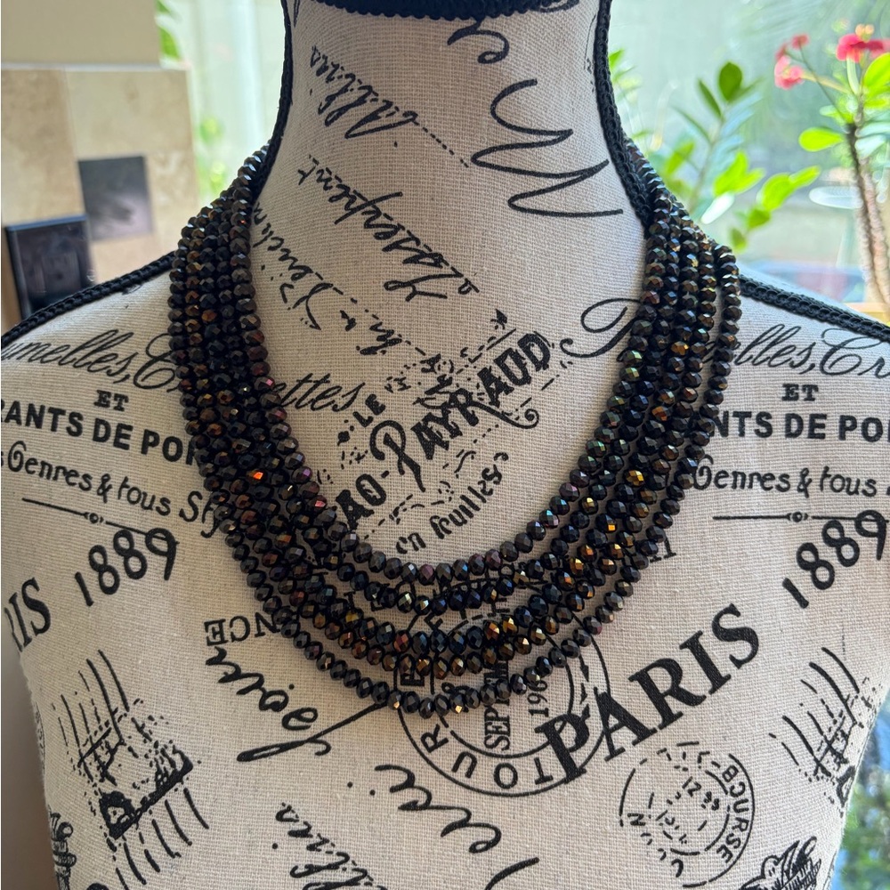 Iridescent Five-Strand Beaded Necklace